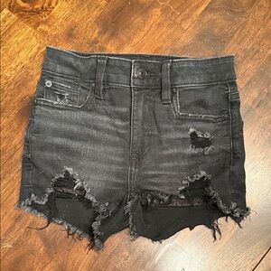 American Eagle Outfitters Black Distressed Jean Shorts - 000